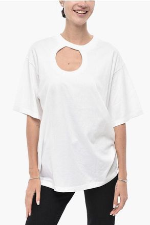 Off-white PERMANENT Cotton T-Shirt METEOR with Cut-Out size S
