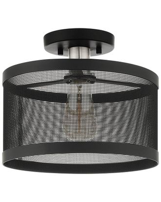 Livex Lighting 1-Light Black With Brushed Nickel Accents Semi Flush Pendant