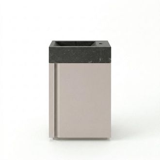 Saniclass Chaci Toiletmeubelset - 40x65cm - 1 deur - 1 kraangat - rechts - fontein natuursteen donker - mat cotton (beige)