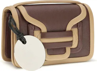 Pierre Hardy Womens Shoulder Bag Alpha Burgundy-Camel Calf Leather Burgundy/camel