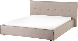 Beliani Cama matrimonial de tejido beige 160x200