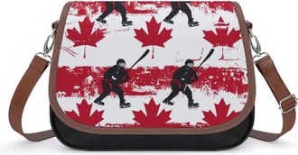 Generic Canada Maple Hockey Crossbody Bag Womens Handbag PU Message Bags Shoulder Purse with Adjustable Strap