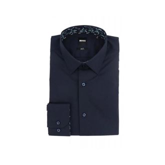 HUGO BOSS H-Hank Shirt - Heren - Zakelijke Overhemden - Blauw - 2XL - Katoen - Overhemden