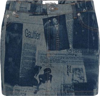 Jean Paul Gaultier Denim Printed Mini Skirt
