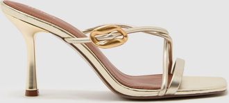 Reiss Gold Leather Metallic Detail Heeled Sandals, X11