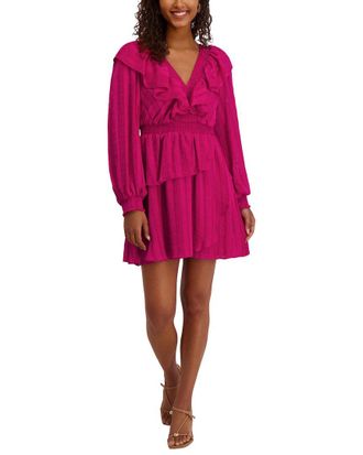 Kensie Satin Striped Chiffon Mini Dress