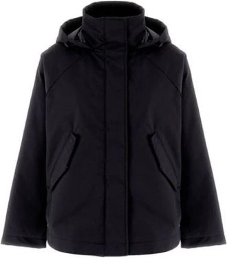 Herno Winter Jackets, female, Black, Size: 3XS Asymmetric Laminated Parka Jacket