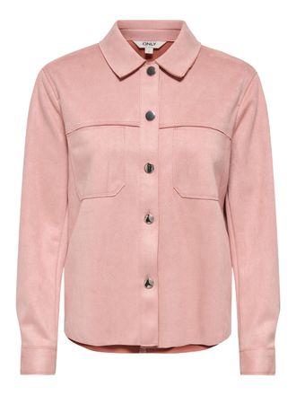 Only Hemdbluse ONLY ONLMIRA L/S FAUX SUEDE SHIRT PNT, Damen, Gr. XL, misty rose, Web, Obermaterial: 95% Polyester, 5% Elasthan, unifarben, regular fit norm