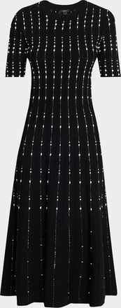 Joseph Fragmented Stripes A-Line Knit Midi Dress