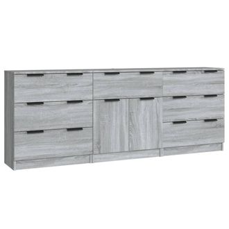 Berkfield Home 3 Piece Sideboards Grey Sonoma Engineered Wood