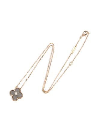 Van Cleef & Arpels 18K rose gold Alhambra Obsidian diamond necklace - women - 18kt Rose Gold - One Size
