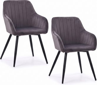 Relaxdays Silla De Comedor Relaxdays, Set De 2, Terciopelo Acolchada, Patas Met&aacute;licas, Cocina & Comedor, Antracita