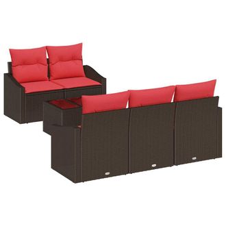 vidaXL Juego De Sof&aacute; 6 Uds. 3-n&uacute;mero De Plazas Marr&oacute;n Y Rojo Vidaxl