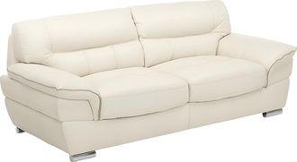 Vente-Unique Sof&aacute; 3 plazas de piel THIBAULT - Blanco marfil