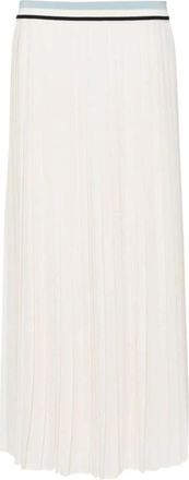 Moncler Witte Georgette Geplooide Lange Rok - Dames - Midirokken - Wit - S - Katoen - Rokken
