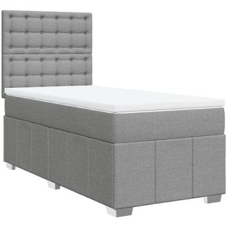 vidaXL Cama Box Spring Con Colch&oacute;n Tela Gris Claro 90x190 Cm Vidaxl