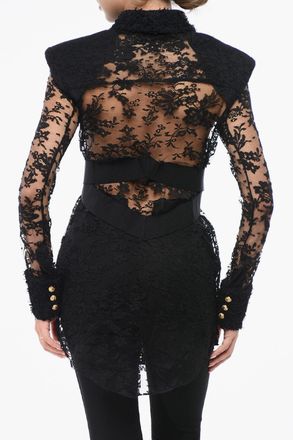Balmain Camicia in Pizzo con Spalline Imbottite Balmain