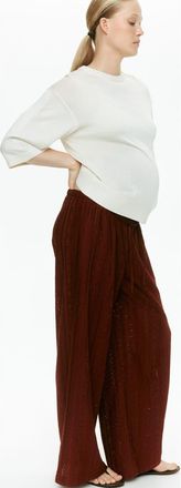 H&M Mama Lace-look Jersey Trousers in Rust Brown at Nordstrom, Size X-Small