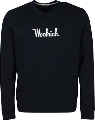 Woolrich Klassiek Sweatshirt met Ronde Hals - Heren - Sweatshirts - Blauw - L - Katoen - Hoodies & sweatvesten