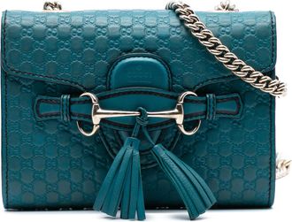 Gucci Pre-owned Womens Gg Pattern Shoulder Bag - Teal Leather - One Size