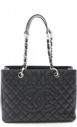 Chanel Matelasse Black Leather Tote Bag (Pre-Owned)