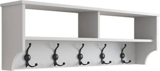 Dmora Dmora - Perchero Murasaki, Perchas, Percha Multiusos, Perchero De Pared, 120x22 H37 Cm, Blanco