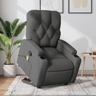 vidaXL Vidaxl - Silla De Masaje Reclinable De Pie De Tela Gris Oscuro