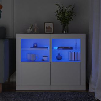 Berkfield Home Side Cabinets with LED Lights 2 pcs White Engineered Wood
