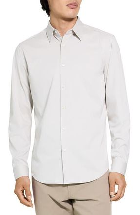 Theory Sylvain ND Structure Knit Button-Up Shirt in Silver Cloud - Uqa at Nordstrom, Size Xx-Large
