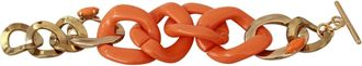 Ermanno Scervino Gouden Oranje Ketting Brede Messing Plastieken Armband