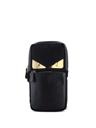 Fendi Monster Sling Bag medium leren en nylon crossbodytas - Zwart