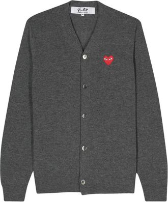 Comme Des Gar&ccedil;ons Heart-patch wollen vest - Heren - Vesten - Grijs - L - Wol - Truien & Vesten