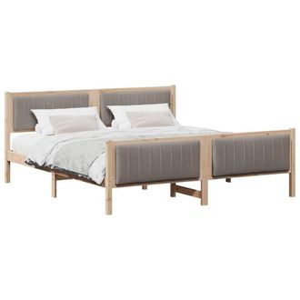 Berkfield Home Elegant Bed frame Brown & taupe 180 x 200 cm Solid pine wood in Light Oak