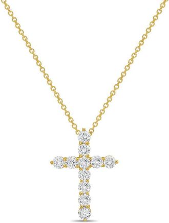 Diana M. Jewels 14kt Yellow Gold 1.00 cts Lab Grown Round Diamond Cross Pendant