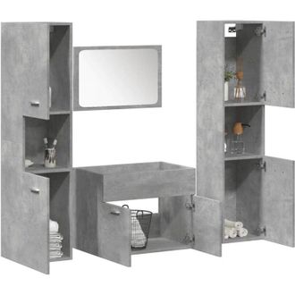 vidaXL Set Mobili da Bagno 4 pz Grigio Cemento in Legno Multistrato vidaXL