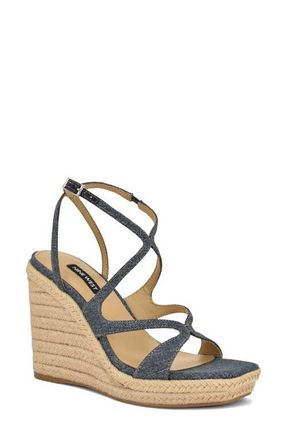 Nine West Adriane Platform Wedge Sandal in Medium Blue at Nordstrom, Size 8.5