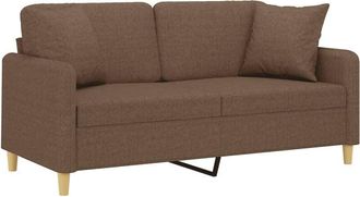 vidaXL Sofá de 2 plazas con cojines tela marrón 140 cm Vidaxl