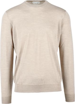 FILIPPO DE LAURENTIIS Pullover Girocollo - Heren - Ronde hals truien - Beige - L - Wol - Truien & Vesten