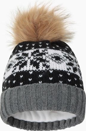Mountain Warehouse Womens Mountain Warehouse Womens/Ladies Fair Isle Pom Pom Beanie - Black - Size: ONE size