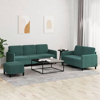 vidaXL Juego De Sof&aacute;s 3 Piezas Terciopelo Verde Oscuro Vidaxl