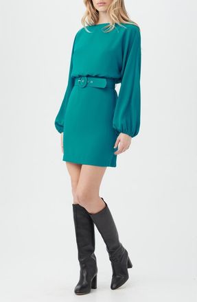 Trina Turk Avory Long Sleeve Belted Sheath Minidress in Turkana Teal at Nordstrom Rack, Size 16