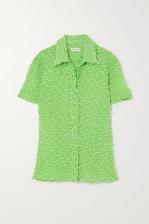 Dries Van Noten Embroidered Textured-crepe Shirt - Verde