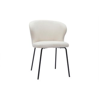 Miliboo Silla De Dise&ntilde;o En Tejido Borreguillo Blanco Y Metal Negro Yda