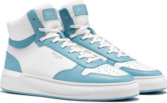 Mallet Footwear Mens Hoxton Hi-Top Trainers in Blue Leather - Size UK 12