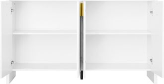 STILVORA Aparador Con 4 Puertas Y Estantes Ajustables, Tiradores Dorados, Estilo Moderno, En Tablero De Part&iacute;culas, 140&times;38&times;80 Cm, Blanco