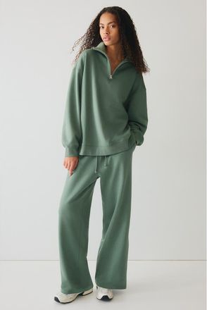 H&M Zip-top Sweatshirt in Dusty Emerald Green at Nordstrom, Size Xx-Small