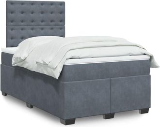 vidaXL Cama Box Spring Con Colch&oacute;n Terciopelo Gris Oscuro 120x200 Cm Vidaxl