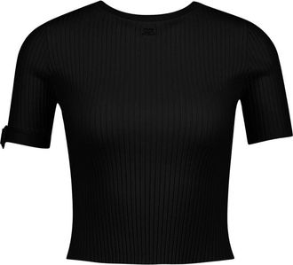 Courr&egrave;ges Womens Ribbed Viscose T-Shirt Black