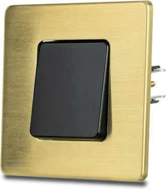 OEM Interruptor De Luz Individual Negro Con Forma De Cruz, Acero Cepillado Pvd Y Lat&oacute;n