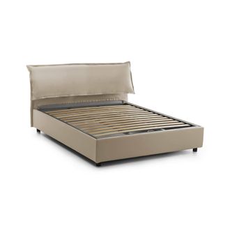 Dmora Dmora - Cama Matrimonial Dbianch, Cama Contenedor Con Funda Extra&iacute;ble Con Cabecero Tapizado Y Estructura De Cama, 100% Made In Italy, Adecuado Para Co